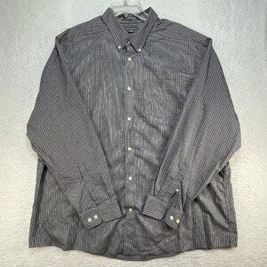 Eddie Bauer Shirt Mens Size 2XL Gray Plaid Wrinkle Free Relaxed Fit Long Sleeve